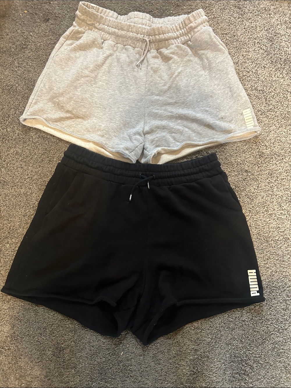 2 Puma Women's Light Gray and Black Athletic Shorts Set - Picture 6 of 8